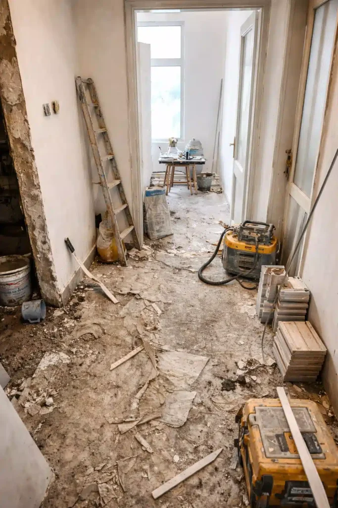 تكسير الجدران القديمة واعادة ترميمها